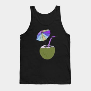 Hand drawn coconut drink with colorful umbrella drink Tank Top